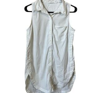 Athleta‎ Sleeveless Collared 1/4 Button Tunic Blouse cotton White Sz XS